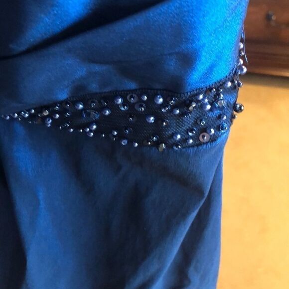 Mardigras gown Adrianna Papell one strap teal blue dress - Picture 11 of 13